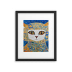 Klimt Space Cat in Blue and Gold Framed Art Print Gallery Image 6
