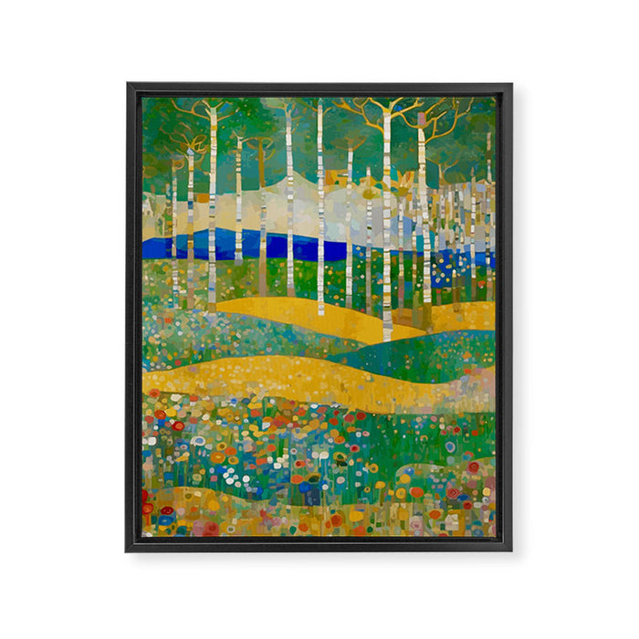 Klimt Style Flower Garden Paradise Framed Canvas Print Gallery Image 1