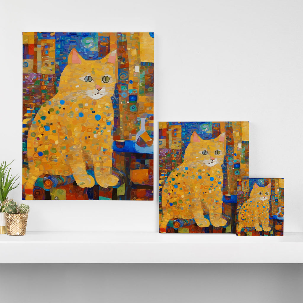 Klimt Tabby Cat in Colorful Room Canvas Print Gallery Image 3