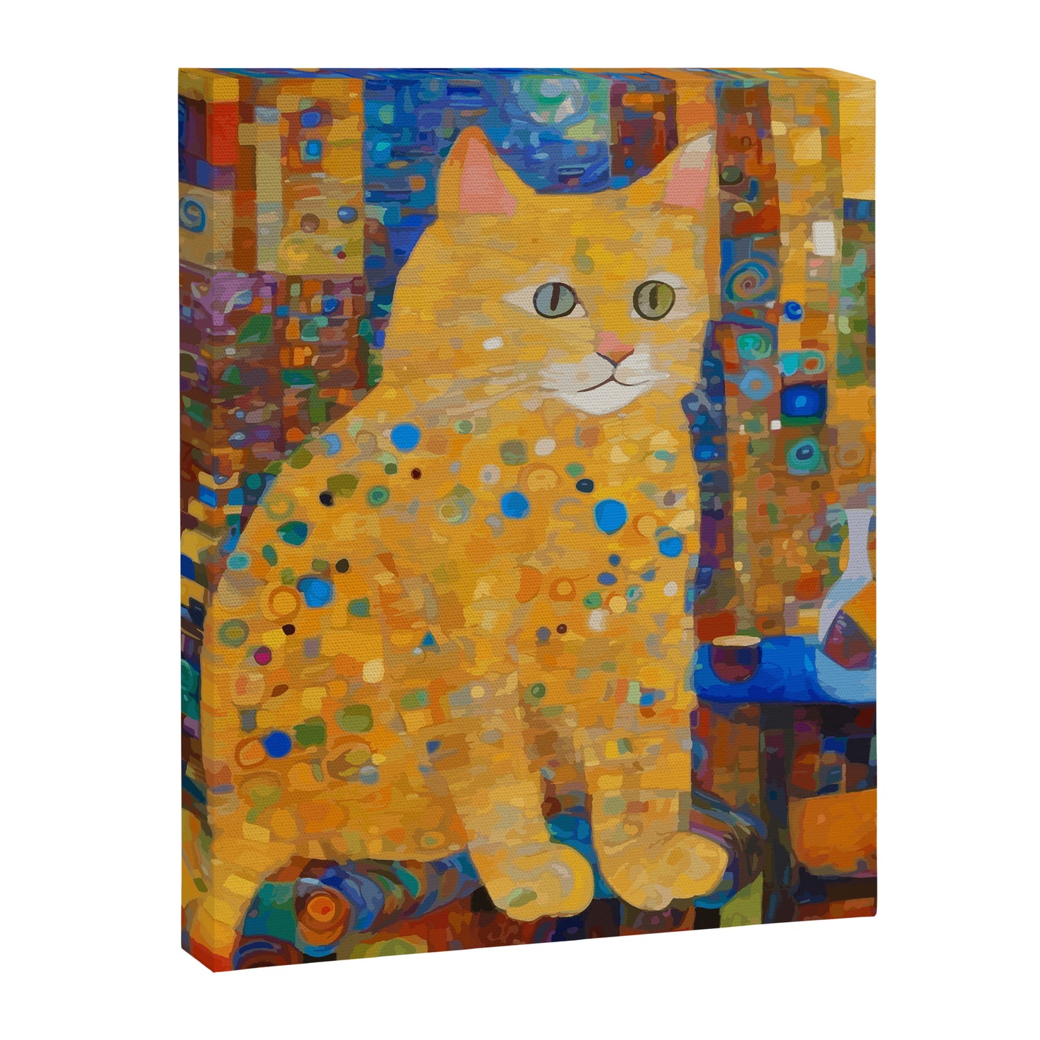 Klimt Tabby Cat in Colorful Room Canvas Print Gallery Image 3