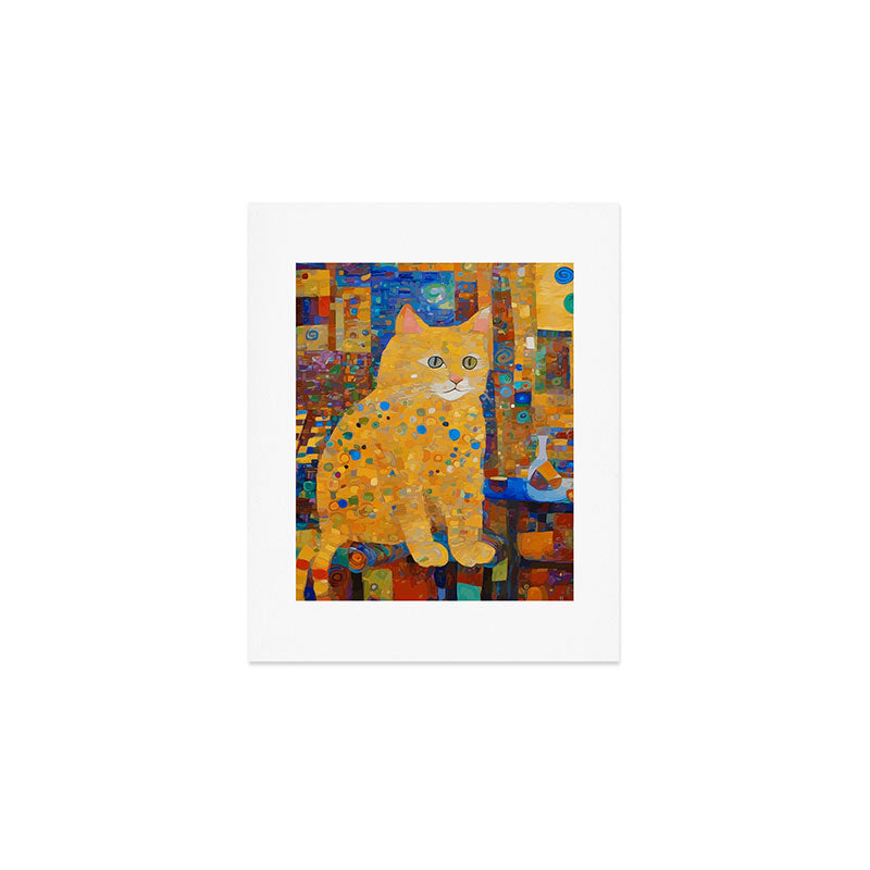Klimt Tabby Cat in Colorful Room Art Print Gallery Image 1
