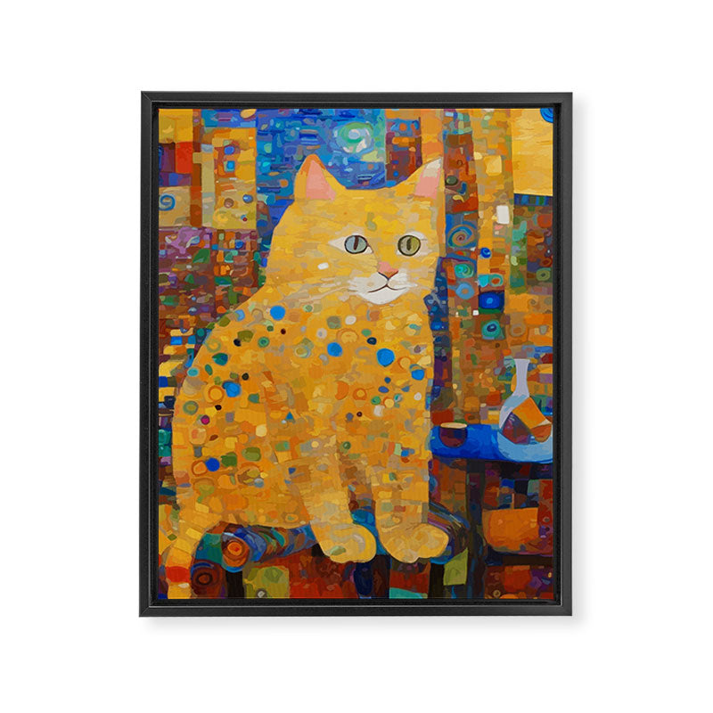 Klimt Tabby Cat in Colorful Room Framed Canvas Print Gallery Image 3