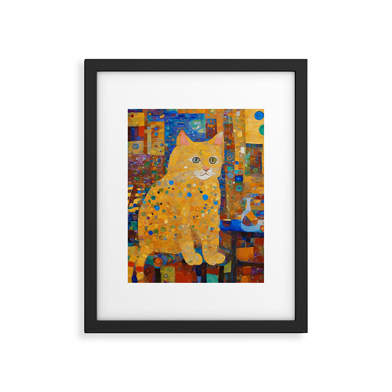 Klimt Tabby Cat in Colorful Room Framed Art Print Gallery Image 6
