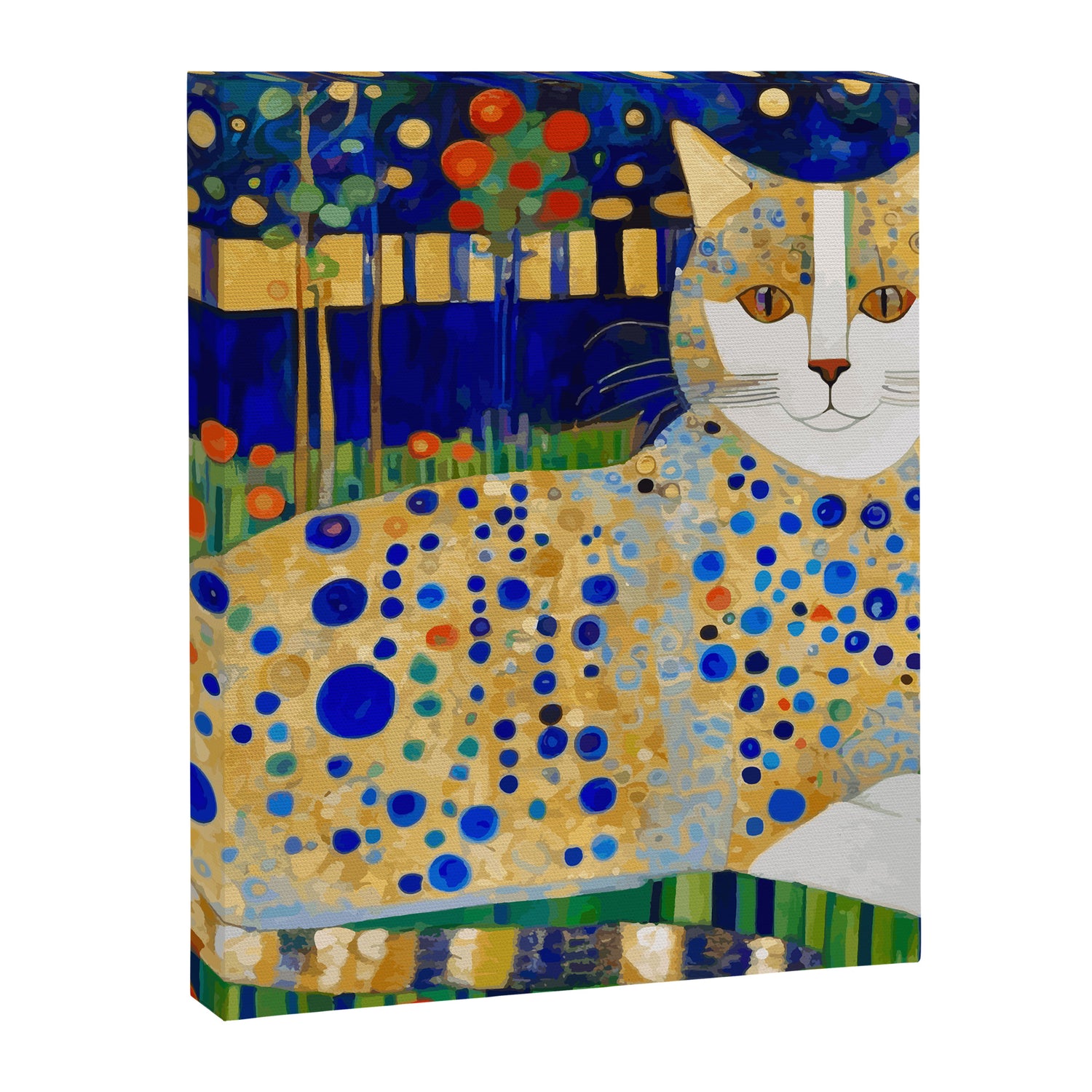 Klimt Tabby Cat in Midnight Garden Canvas Print Gallery Image 3
