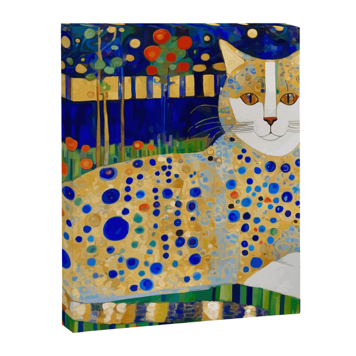 Klimt Tabby Cat in Midnight Garden Canvas Print Gallery Image 1