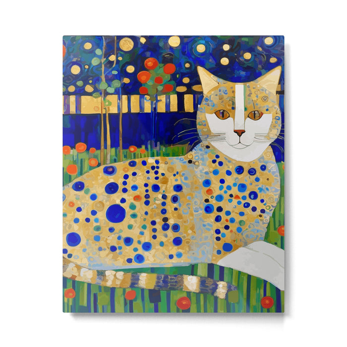 Klimt Tabby Cat in Midnight Garden Metal Print Gallery Image 1