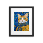 Klimt Tabby Cat with Blue Eyes and Beautiful Scarf Framed Art Print Gallery Image 6