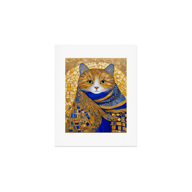 Klimt Tabby Cat with Green Eyes Art Print Gallery Image 1