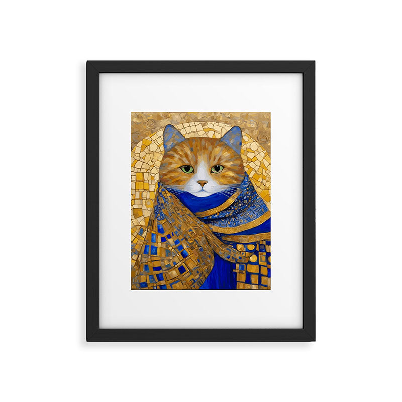 Klimt Tabby Cat with Green Eyes Framed Art Print Gallery Image 6