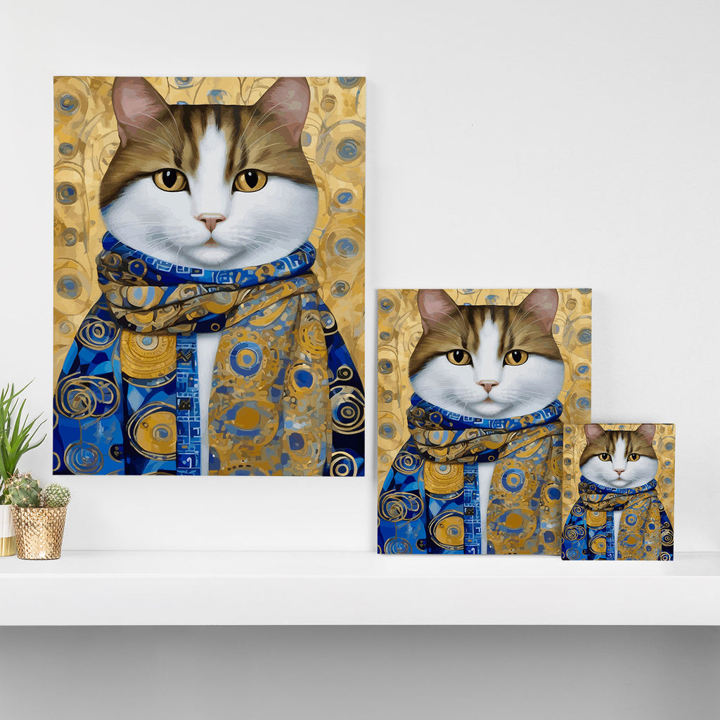 Klimt Tabby Cat with Warm Scarf Canvas Print Gallery Image 3