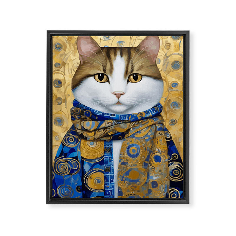 Klimt Tabby Cat with Warm Scarf Framed Canvas Print Gallery Image 8