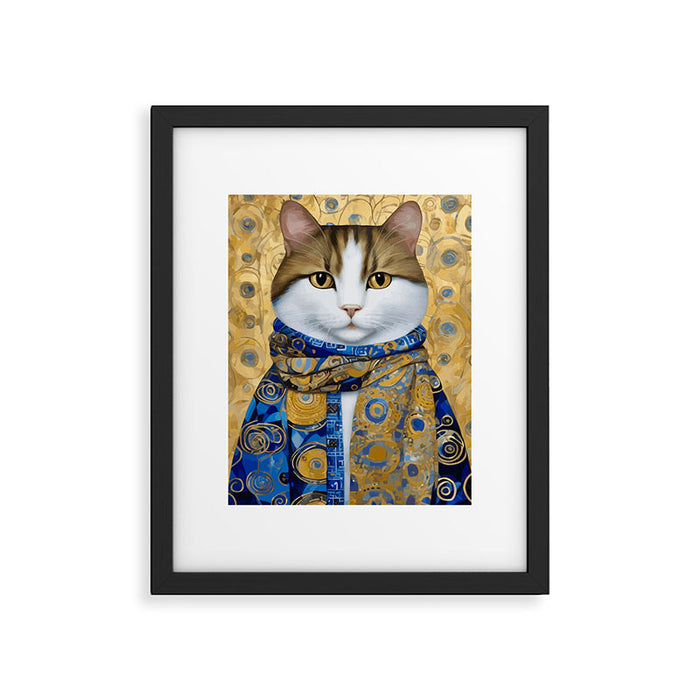 Klimt Tabby Cat with Warm Scarf Framed Art Print Gallery Image 1