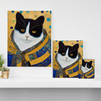 Klimt Tuxedo Cat with Golden Eyes Canvas Print Gallery Image 3