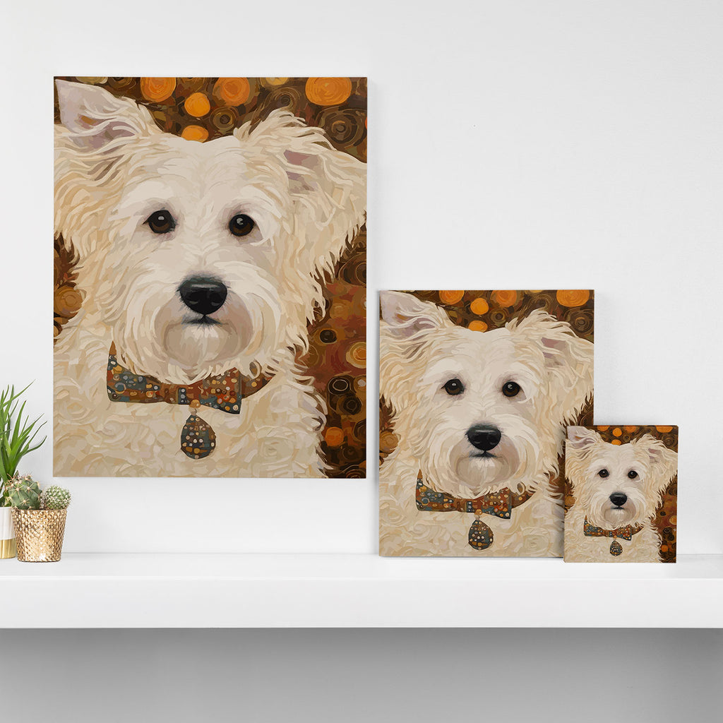 Klimt White Dog with Brown Eyes Canvas Print Gallery Image 3