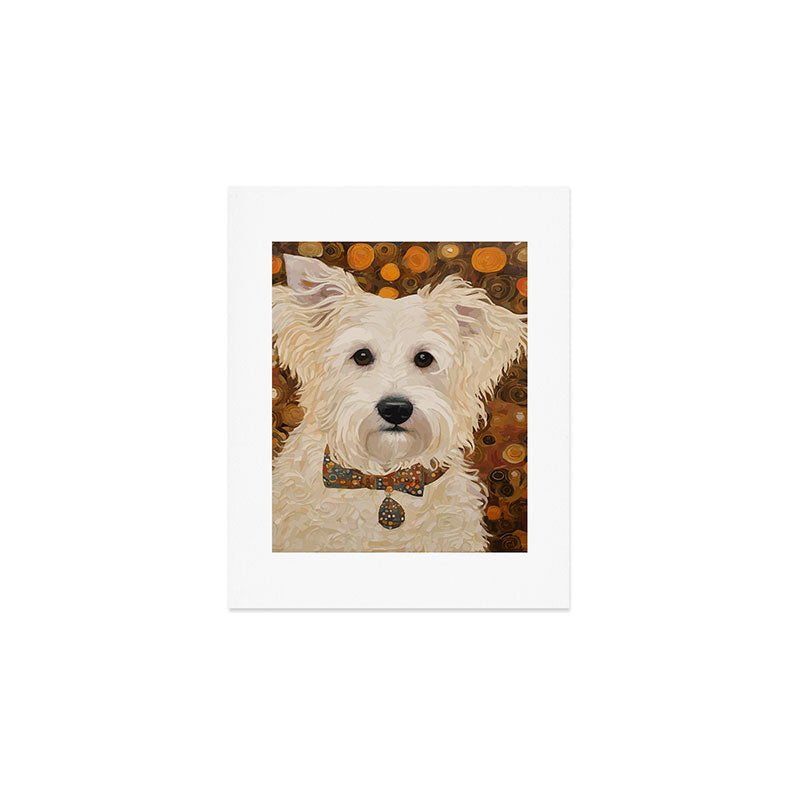 Klimt White Dog with Brown Eyes Art Print Gallery Image 1