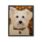Klimt White Dog with Brown Eyes Framed Canvas Print Gallery Image 8