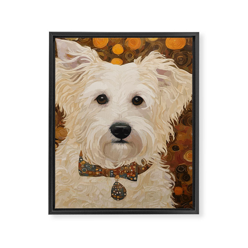 Klimt White Dog with Brown Eyes Framed Canvas Print Gallery Image 8