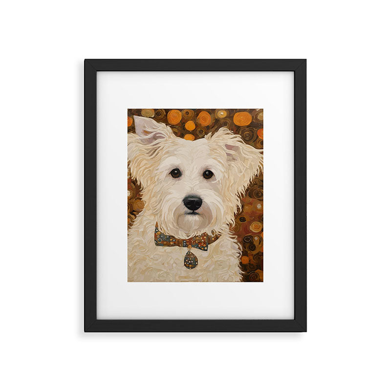 Klimt White Dog with Brown Eyes Framed Art Print Gallery Image 6