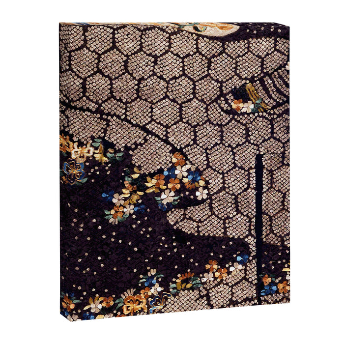 Kosode Fragment with Tortoiseshell Pattern, Waves, & Cherry Blossoms Shibori Print Canvas Print Gallery Image 1