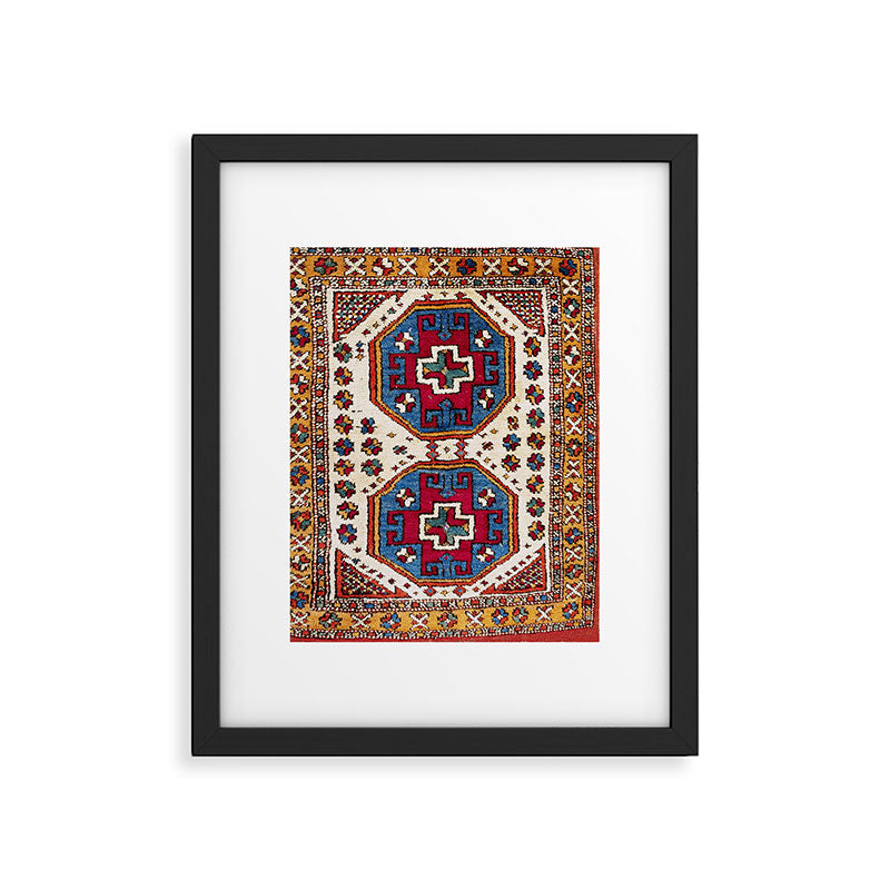 Kozak Bergama Turkish  Antique Rug Print Framed Art Print Gallery Image 4