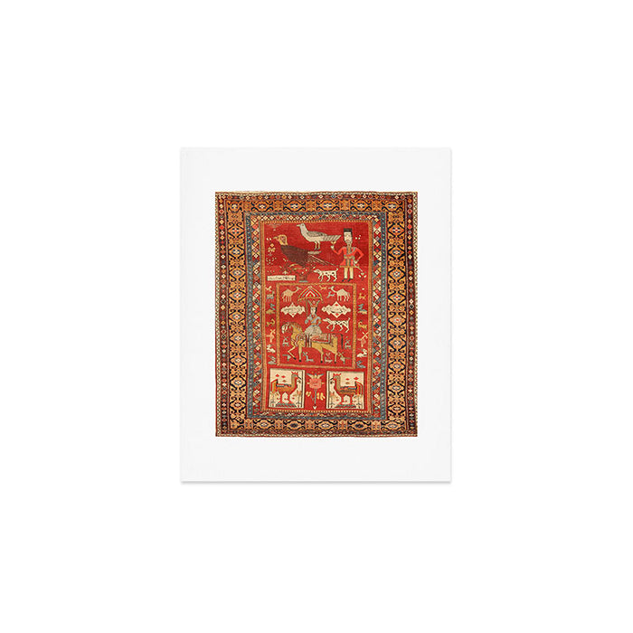Kuba Hunting Rug With Birds Horses Camels Print Art Print Gallery Image 1