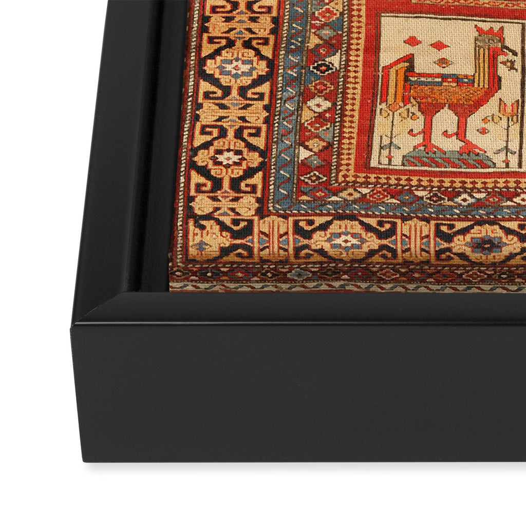 Kuba Hunting Rug With Birds Horses Camels Print Framed Canvas Print Gallery Image 3
