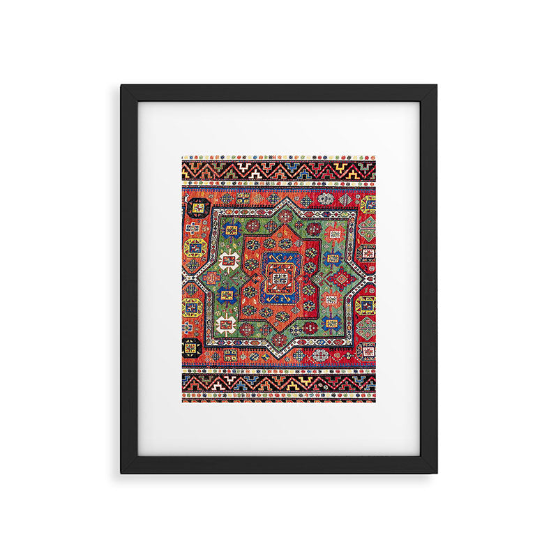 Kuba Sumakh East Caucasus Antique Rug Print Framed Art Print Gallery Image 5