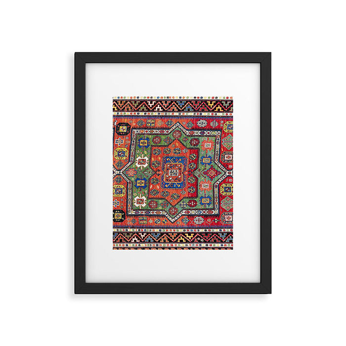 Kuba Sumakh East Caucasus Antique Rug Print Framed Art Print Gallery Image 1