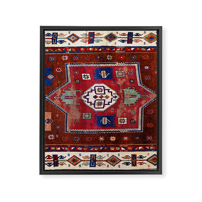 Kurdish  Antique Cihanbeyli  Tribal Rug Print Framed Canvas Print Gallery Image 1