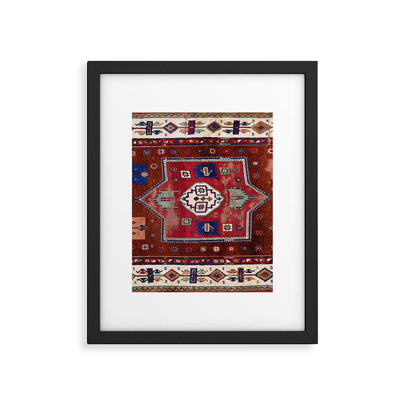 Kurdish  Antique Cihanbeyli  Tribal Rug Print Framed Art Print Gallery Image 5