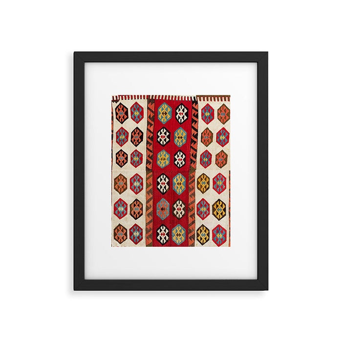 Kurdish  Antique Malatya Turkish Kilim Print Framed Art Print Gallery Image 1