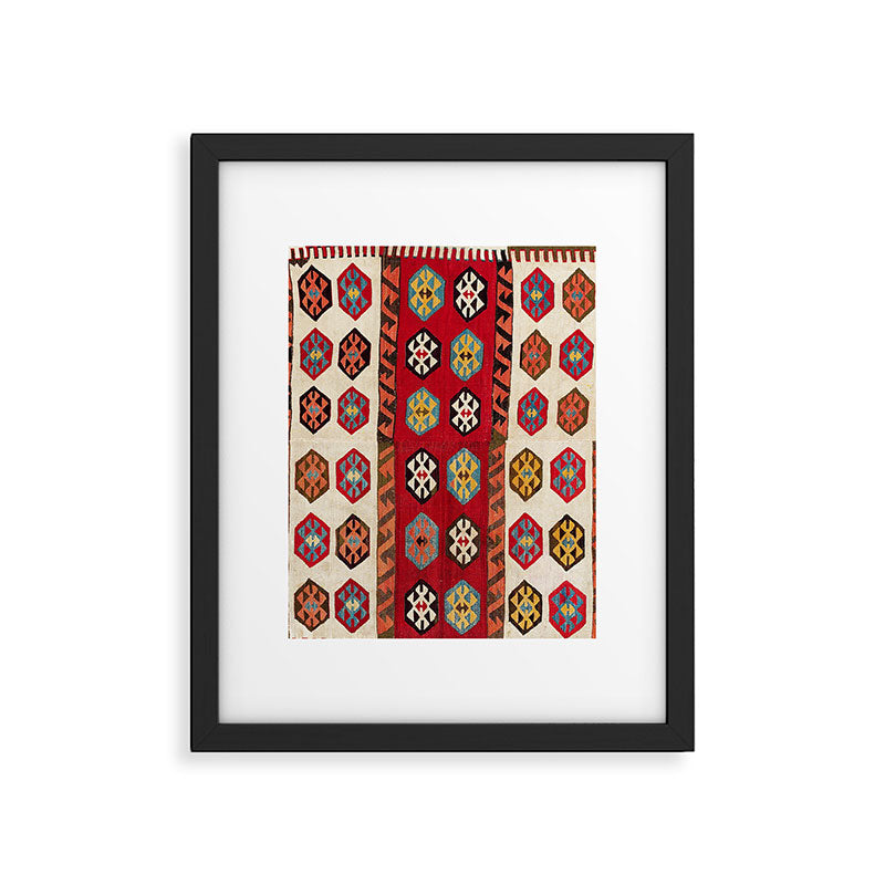 Kurdish  Antique Malatya Turkish Kilim Print Framed Art Print Gallery Image 4