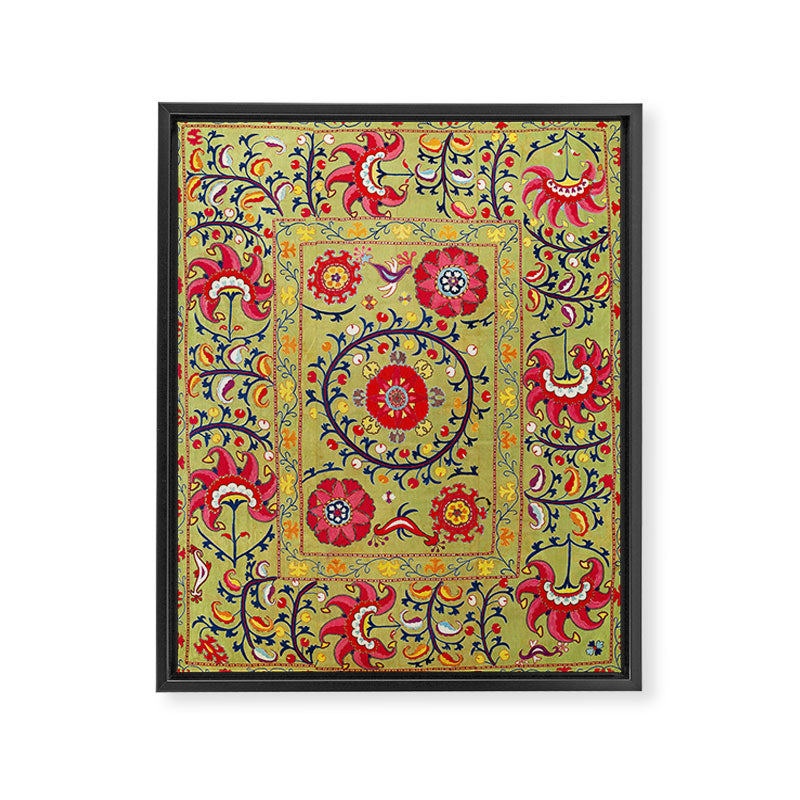Lakai Suzani Uzbekistan Floral Embroidery Print Framed Canvas Print Gallery Image 3