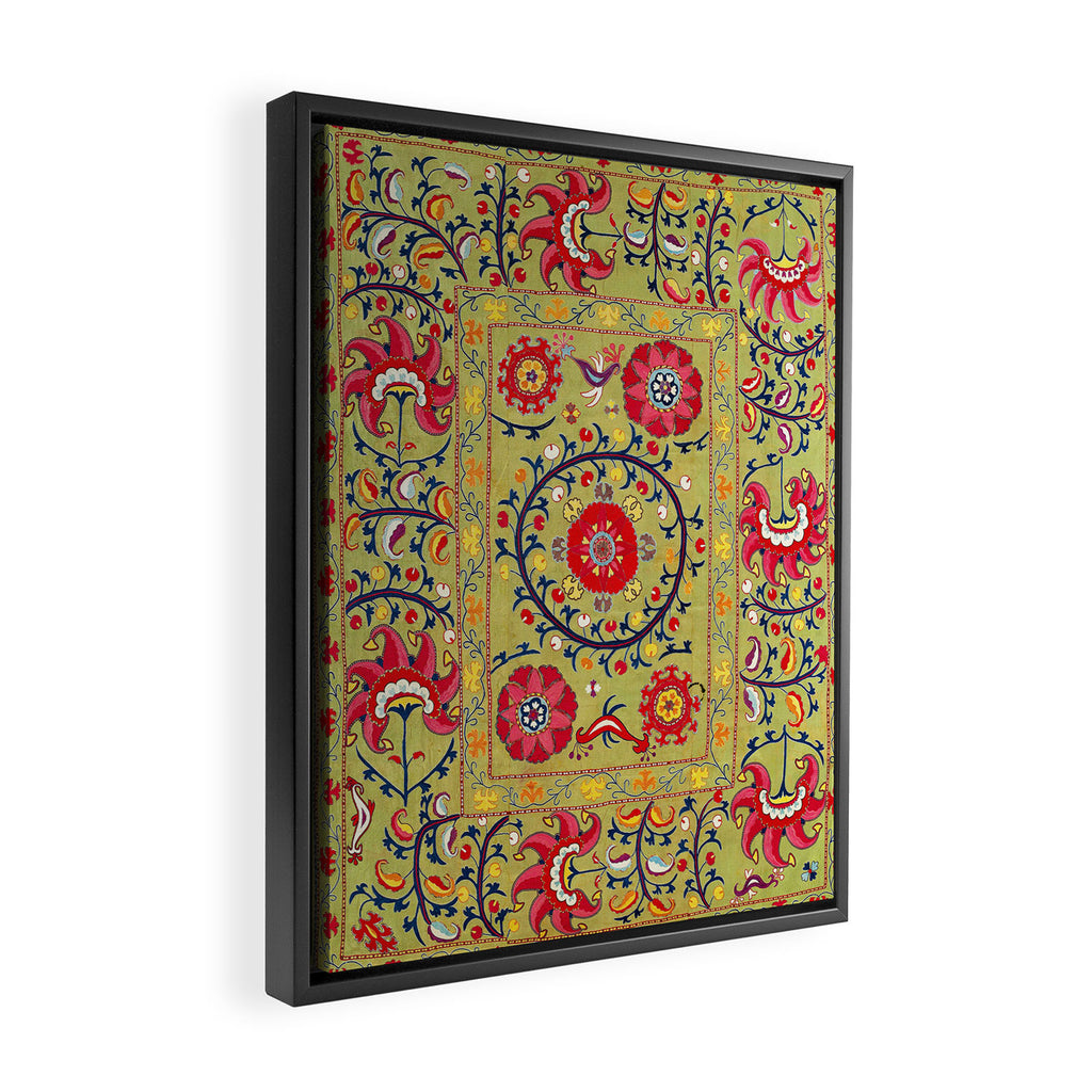 Lakai Suzani Uzbekistan Floral Embroidery Print Framed Canvas Print Gallery Image 2