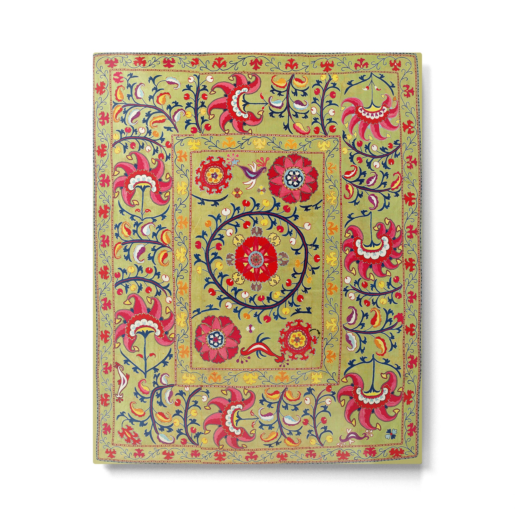 Lakai Suzani Uzbekistan Floral Embroidery Print Metal Print Gallery Image 4