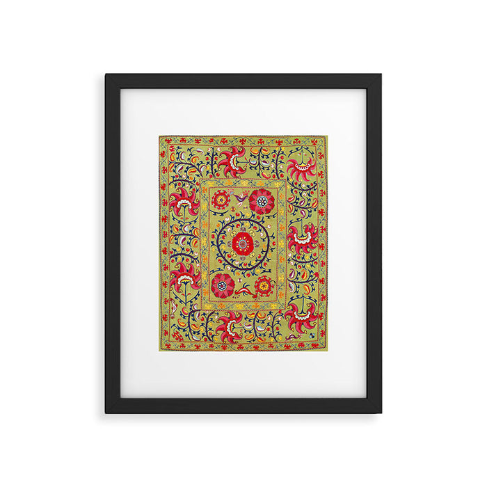 Lakai Suzani Uzbekistan Floral Embroidery Print Framed Art Print Gallery Image 1