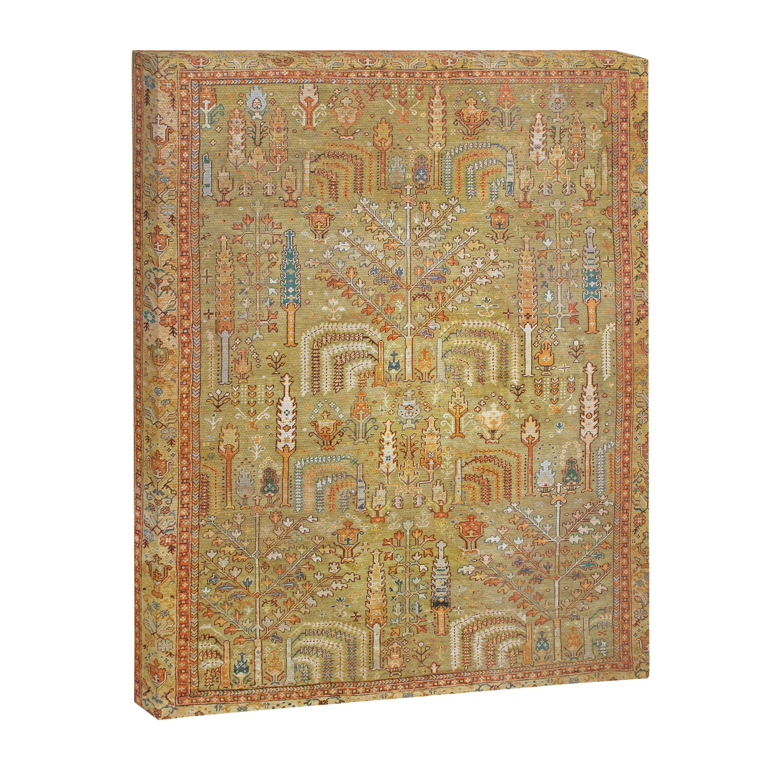 Large Antique Turkish Oushak Rug Print Canvas Print Gallery Image 3