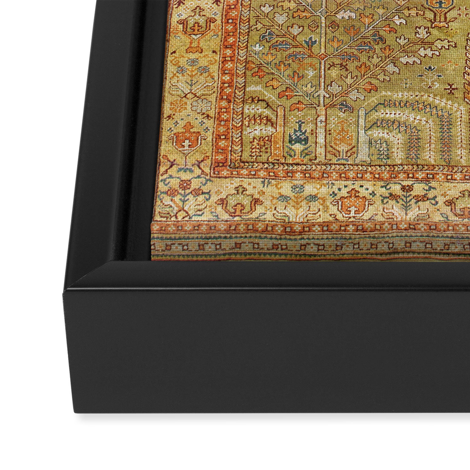 Large Antique Turkish Oushak Rug Print Framed Canvas Print Gallery Image 3