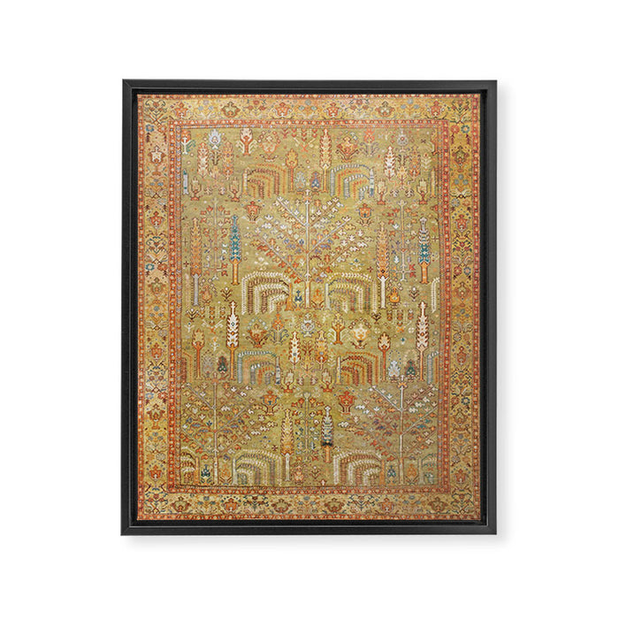 Large Antique Turkish Oushak Rug Print Framed Canvas Print Gallery Image 1