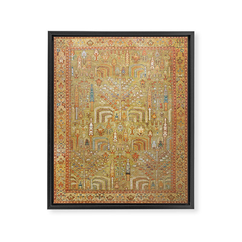 Large Antique Turkish Oushak Rug Print Framed Canvas Print Gallery Image 3