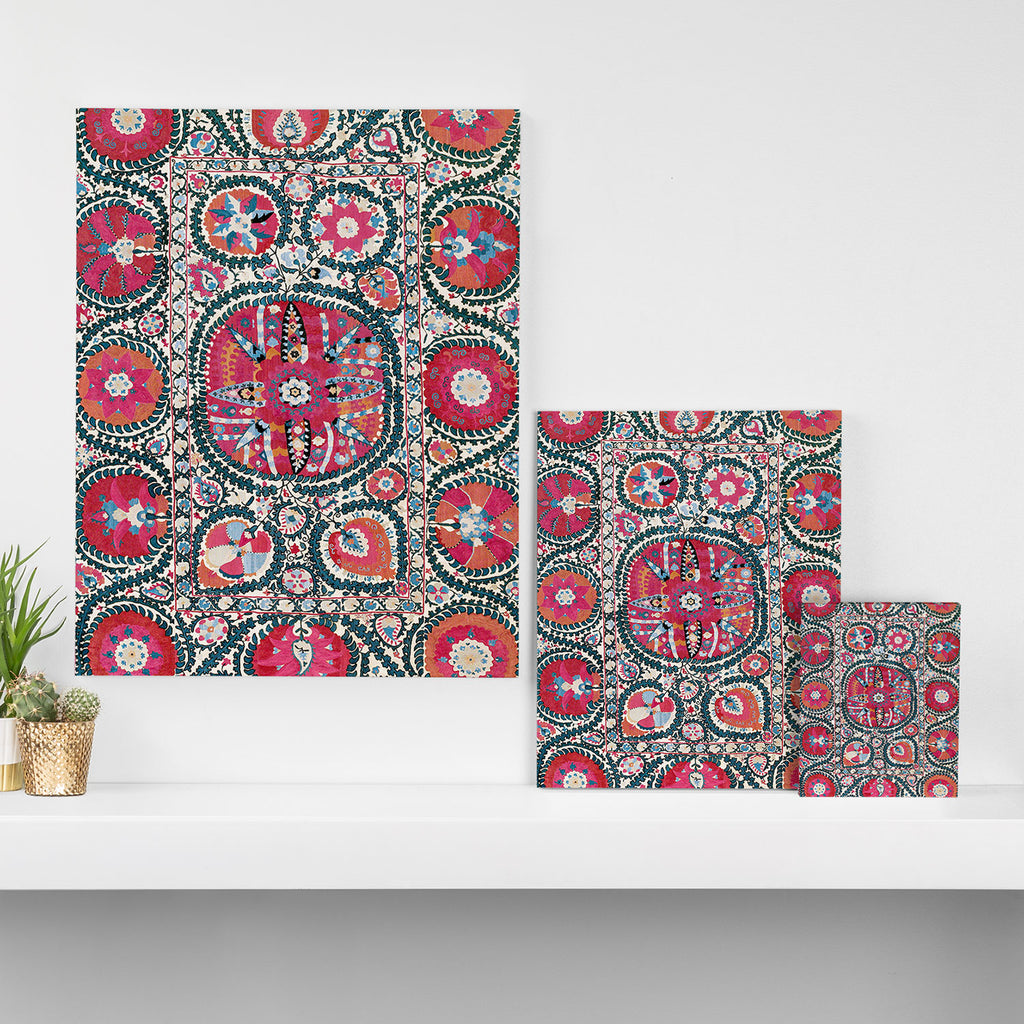 Large Medallion Bokhara Suzani  Uzbekistan Embroidery Print Canvas Print Gallery Image 3