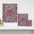 Large Medallion Bokhara Suzani  Uzbekistan Embroidery Print Canvas Print Gallery Image 3