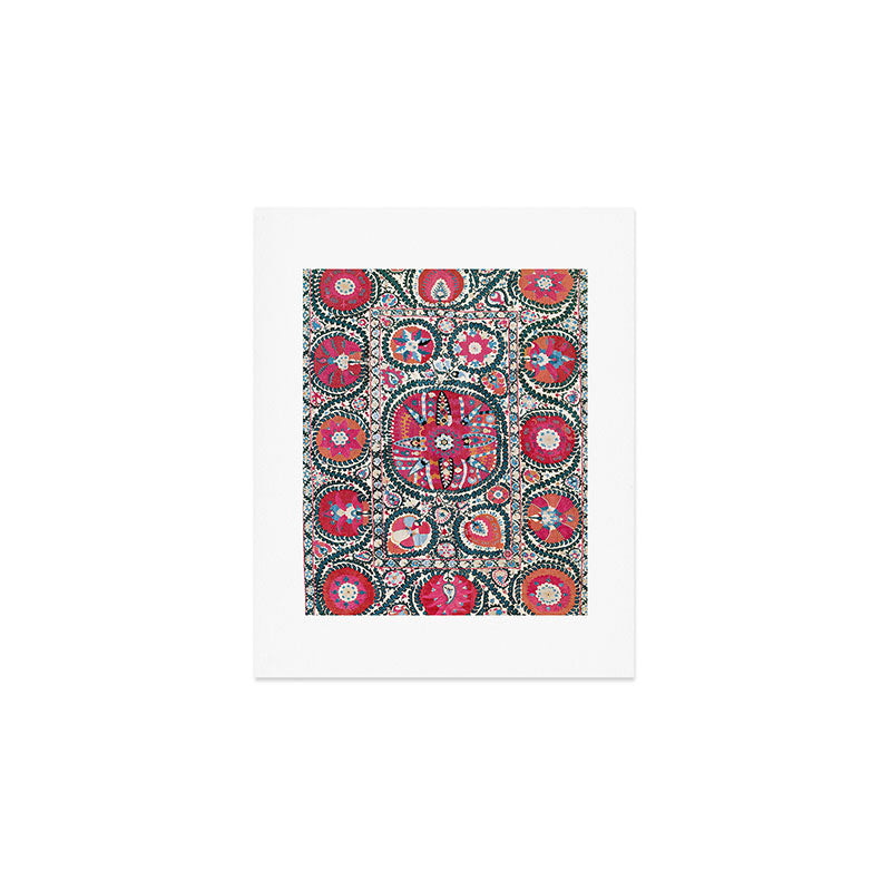 Large Medallion Bokhara Suzani  Uzbekistan Embroidery Print Art Print Gallery Image 1
