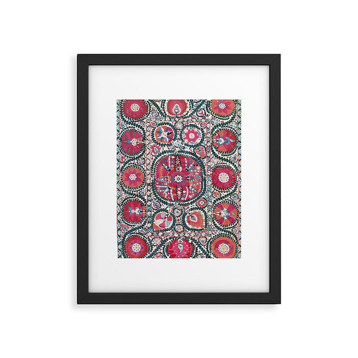 Large Medallion Bokhara Suzani  Uzbekistan Embroidery Print Framed Art Print Gallery Image 1