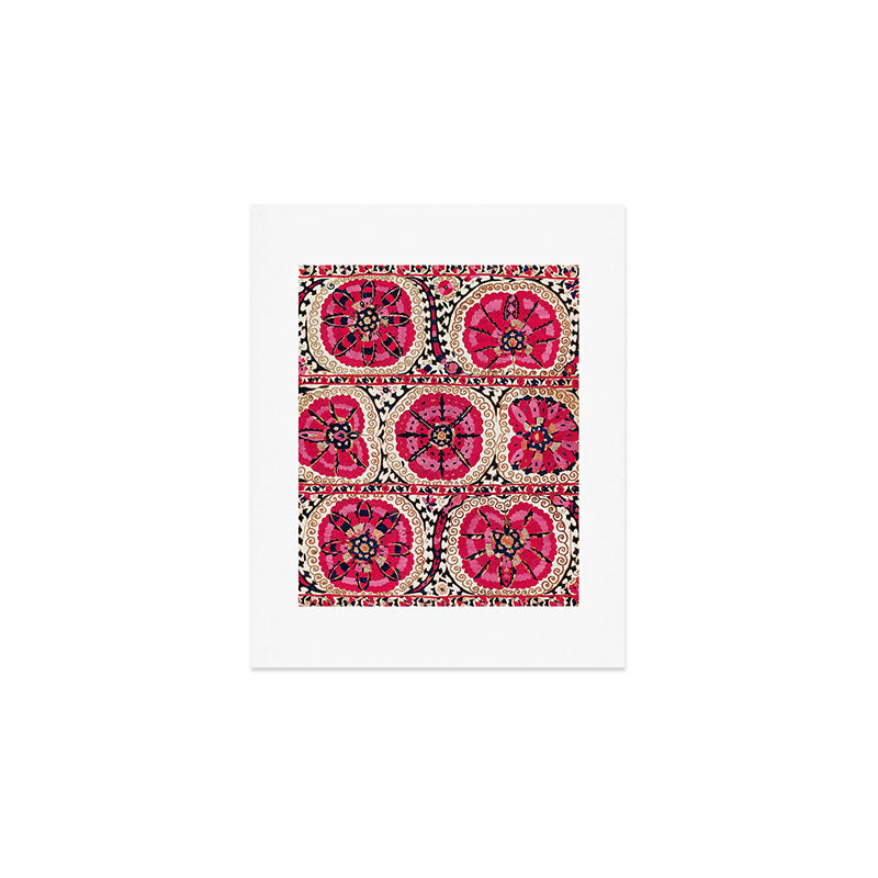 Large Medallion Suzani Bokhara Uzbek Embroidery Print Art Print Gallery Image 1