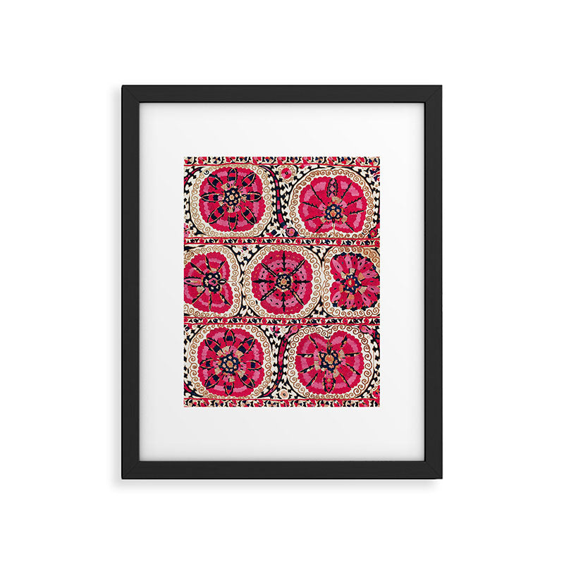 Large Medallion Suzani Bokhara Uzbek Embroidery Print Framed Art Print Gallery Image 4