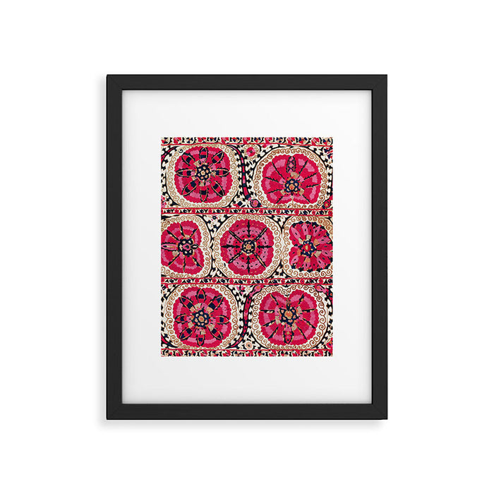 Large Medallion Suzani Bokhara Uzbek Embroidery Print Framed Art Print Gallery Image 1