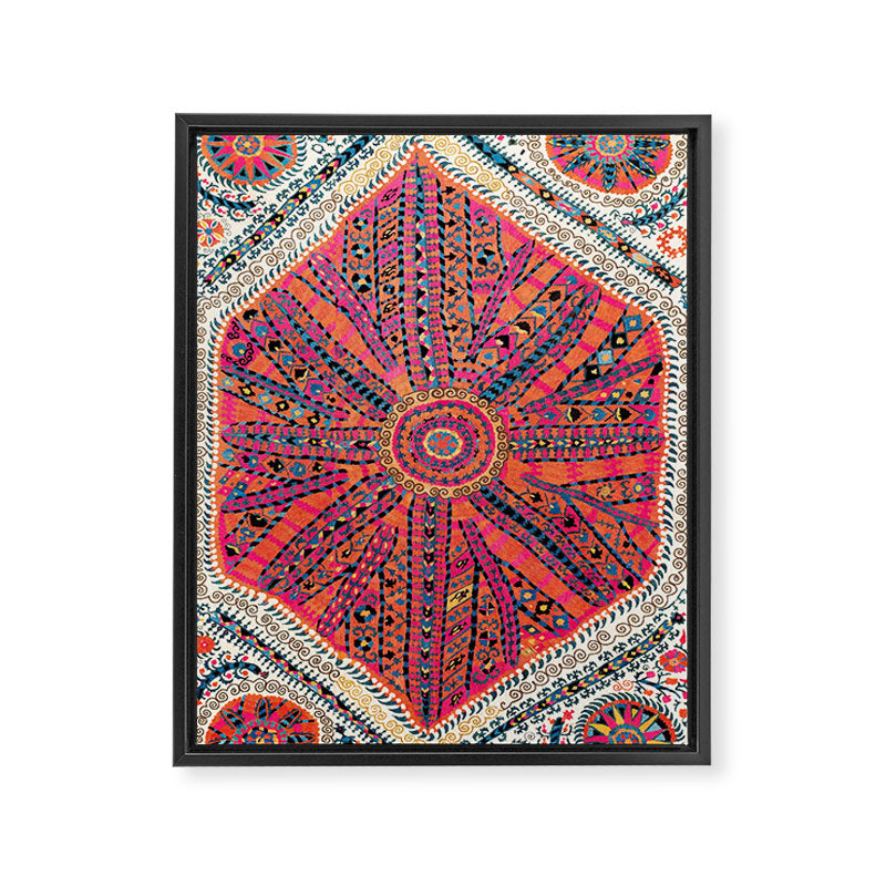 Large Medallion Suzani Bokhara Uzbekistan Embroidery Print Framed Canvas Print Gallery Image 3