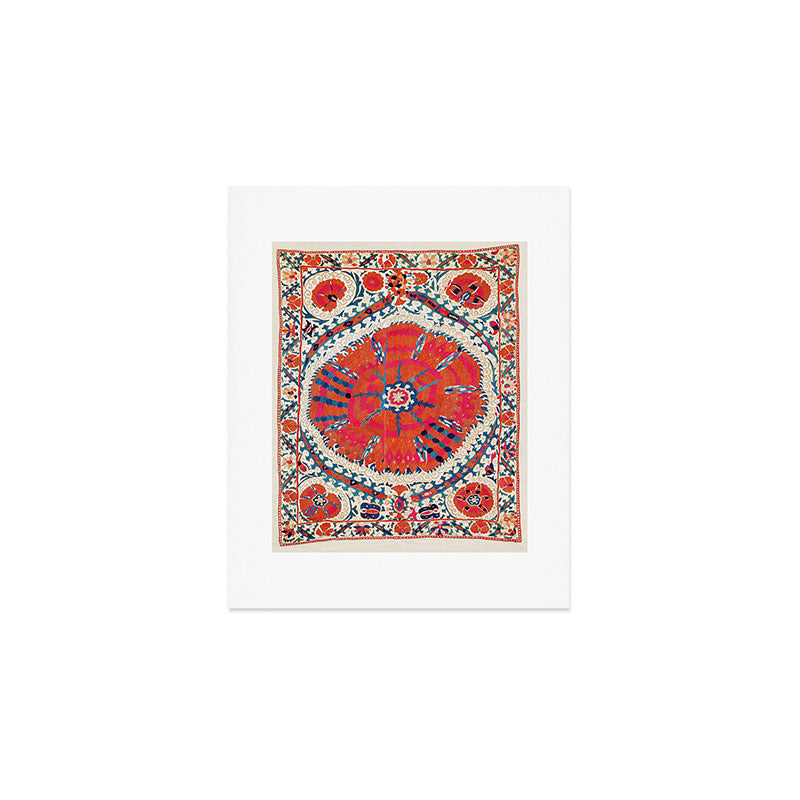 Large Medallion Suzani Bokhara Uzbekistan Embroidery Print Art Print Gallery Image 1