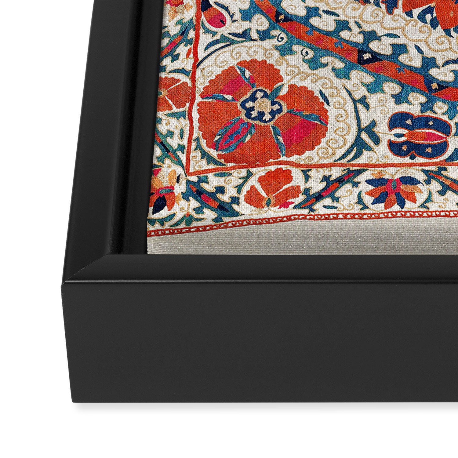 Large Medallion Suzani Bokhara Uzbekistan Embroidery Print Framed Canvas Print Gallery Image 3